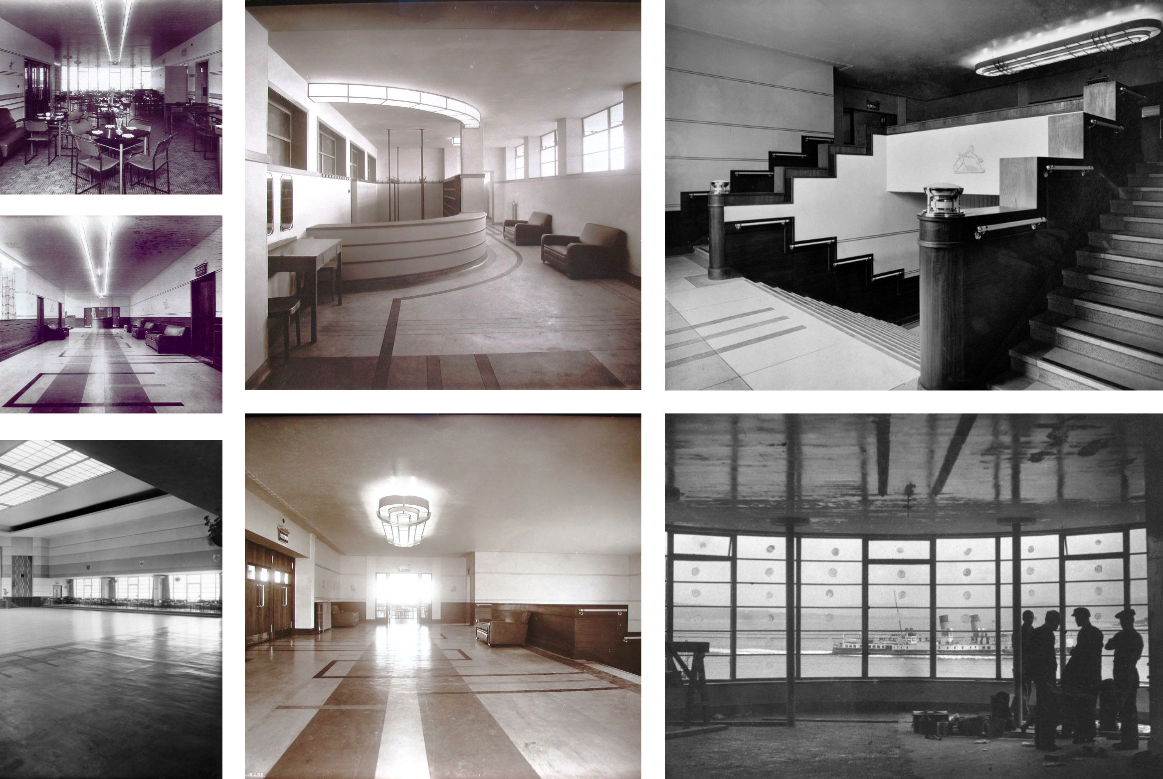 7 interior heritage pictures in sepia showing internal spaces and unique features